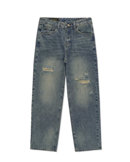 High rise relaxed jeans distressed