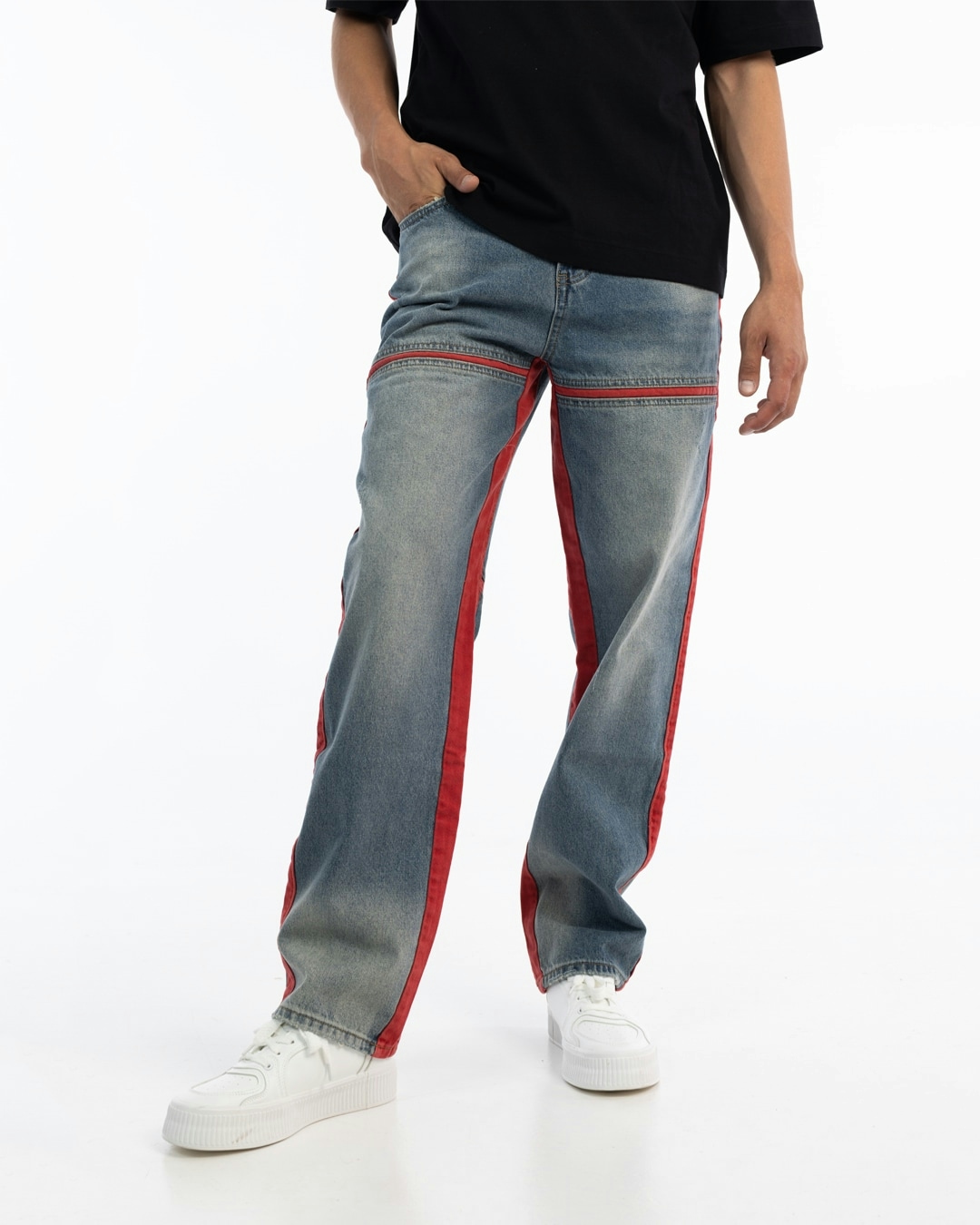 Lined tapered jeans