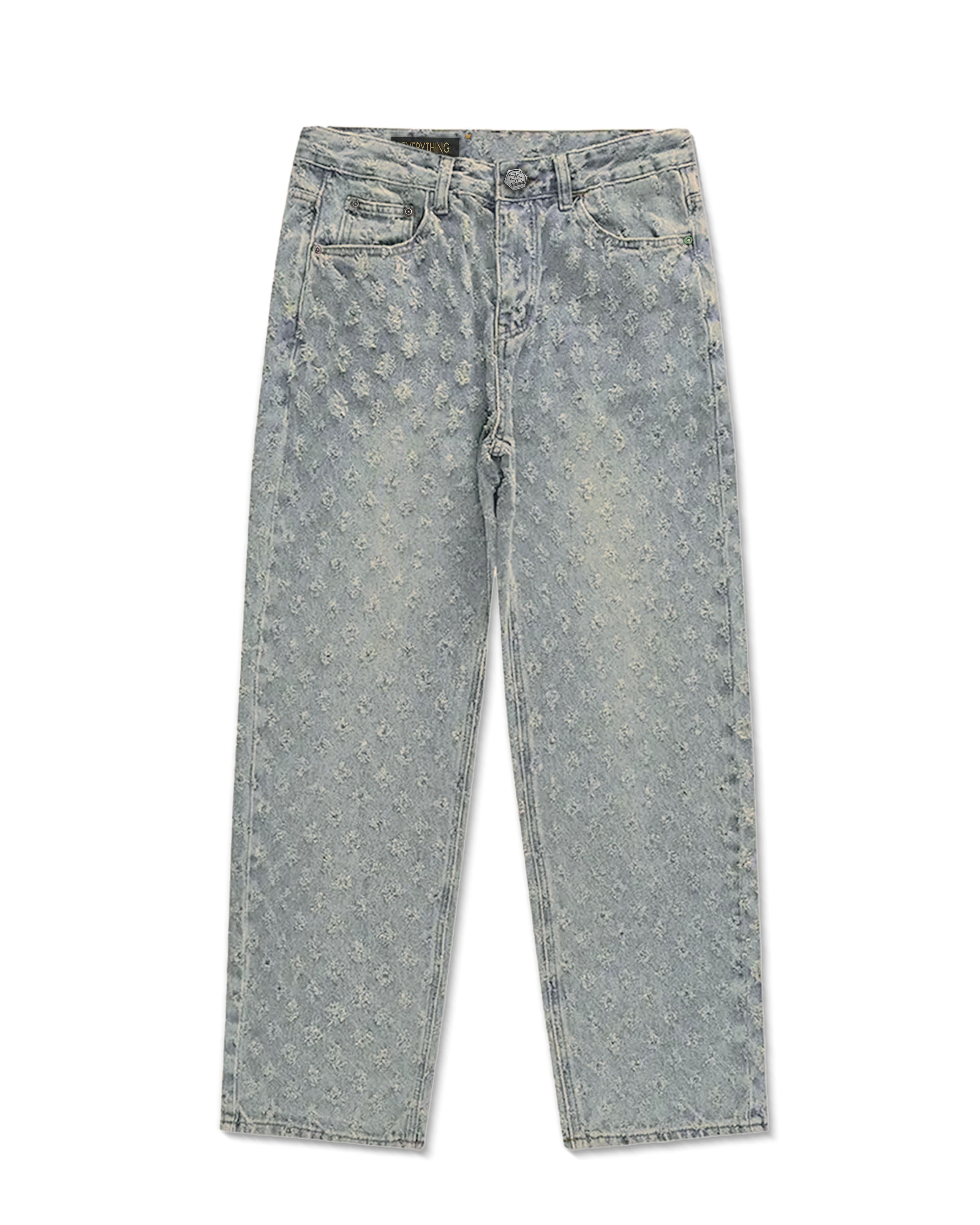 Dis-patterned jeans high w - Blue