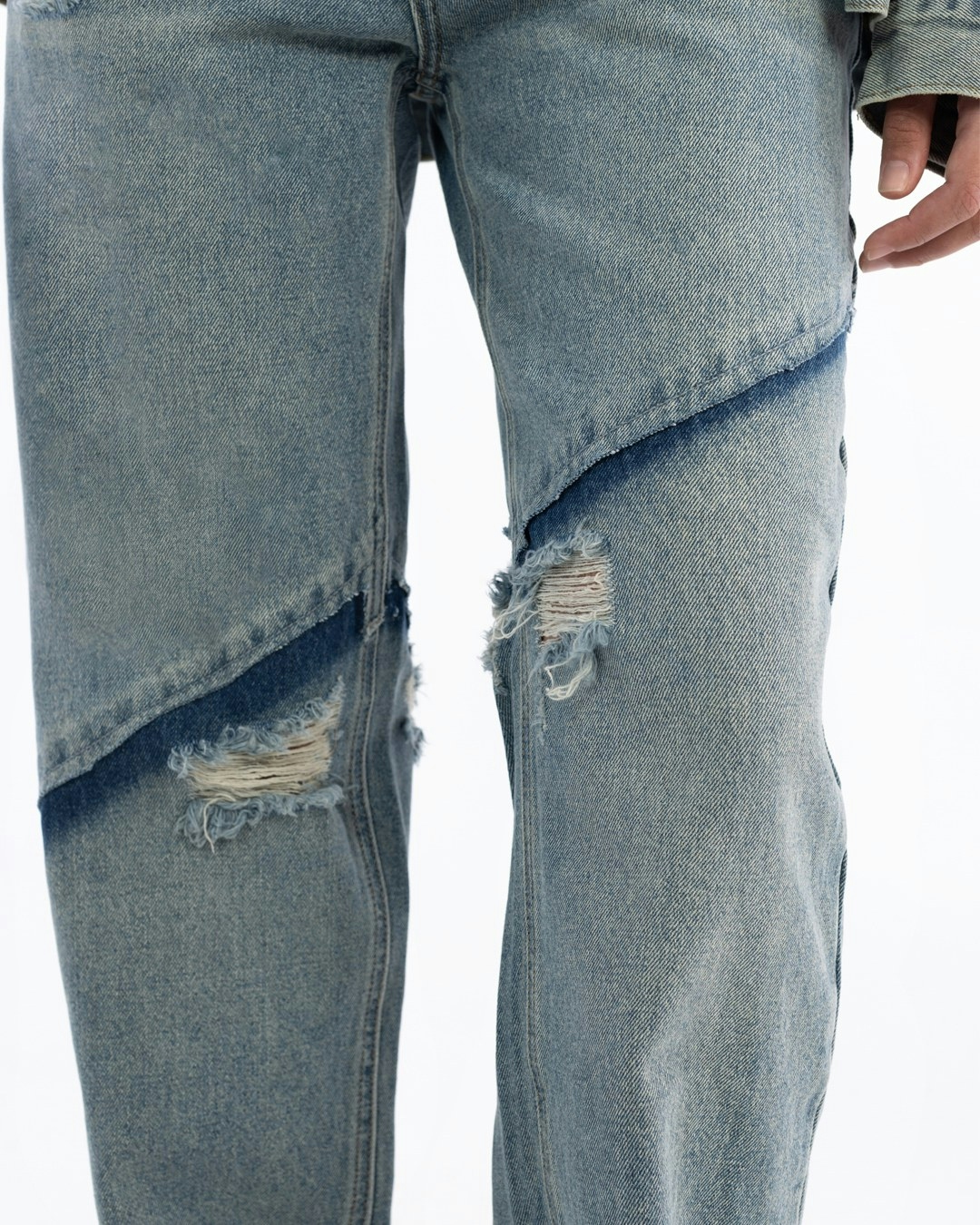 Diagonal sliced jeans - Blue